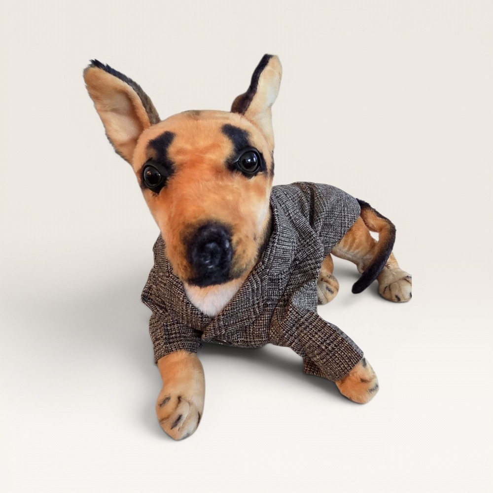 Plaid Dog Blazer Brown Grey Two‎ Button Pet Jacket Small - Picture 3 of 10
